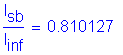 Formula: numerator (I subscript sb) divided by denominator (I subscript inf) = 0 point 810127