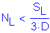 Formula: N subscript L less than numerator (S subscript L) divided by denominator (3 times D)