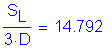 Formula: numerator (S subscript L) divided by denominator (3 times D) = 14 point 792