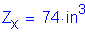 Formula: Z subscript x = 74 inches cubed