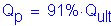 Formula: Q subscript p = 91 % times Q subscript ult