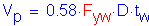 Formula: V subscript p = 0 point 58 times F subscript yw times D times subscript Z subscript y