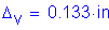 Formula: Delta subscript v = 0 point 133 inches