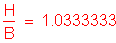 Formula: numerator (H) divided by denominator (B) = 1 point 0333333