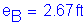 Formula: e subscript B = 2 point 67 feet