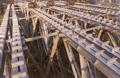 A close up picture of the panels forming the Quadricon Bridge system.