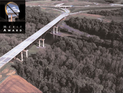 Category 3A: Major Highway Structures Over $10 Million Merit Award, image of project The Gene Hartzell Memorial Bridge, S.R. 33 Extension, Easton, Pennsylvania