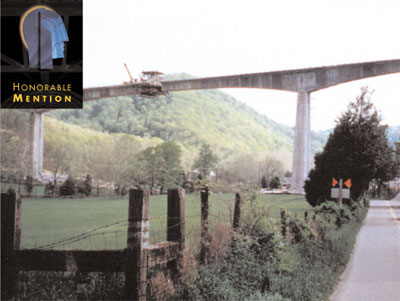 Category 3A: Major Highway Structures Over $10 Million Honorable Mention, image of project The Smart Road Bridge, Christiansburg, Virginia