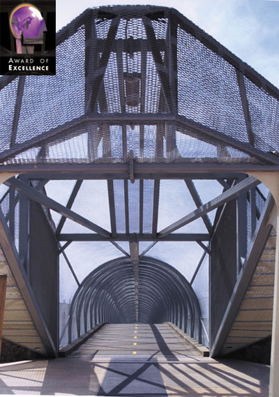 Category 6: Highway Related Projects Award of Excellence, image of project Broadway (Diamondback) Bicycle/Pedestrian Bridge, Tucson, Arizona