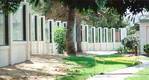 Photo from the back of a noise barrier illustrating the importance of texture when seen from adjacent land uses