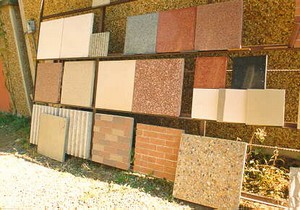 Photo showing noise barrier surface texture sample panels