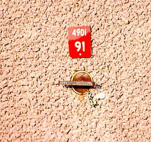 Photo of a noise barrier with a firehose access opening