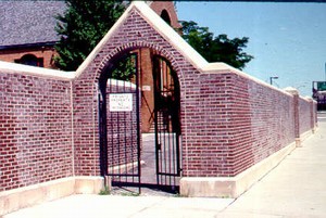 Photo of a noise barrier panel with an access door