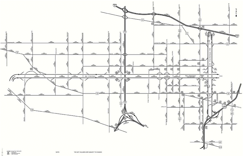 This figure shows the roadway segments for which emissions were calculated in the project's MSAT analysis.