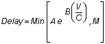 Delay = Ae<sup>B(V/C)</sup>,M
