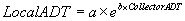 LocalADT = a x e<sup>b x CollectorADT</sup>