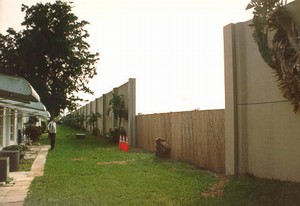 Photo showing the consequences of a noise barrier being impacted