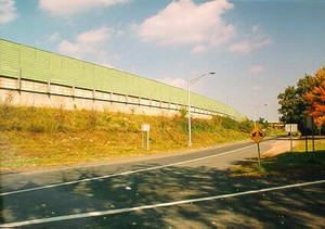 Photo of a plastic noise barrier with integral color