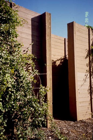 Photo of a noise barrier panel with an emergency opening