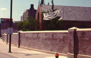 Photo of a noise barrier with anti-graffiti coating