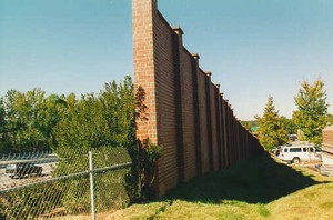 Photo of a brick noise barrier