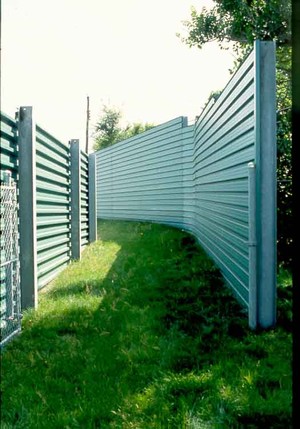 Photo showing an example of overlapping noise barriers