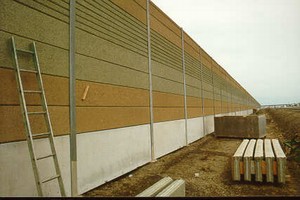 Photo of a composite noise barrier panel under construction