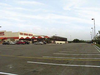large retail store with large parking area