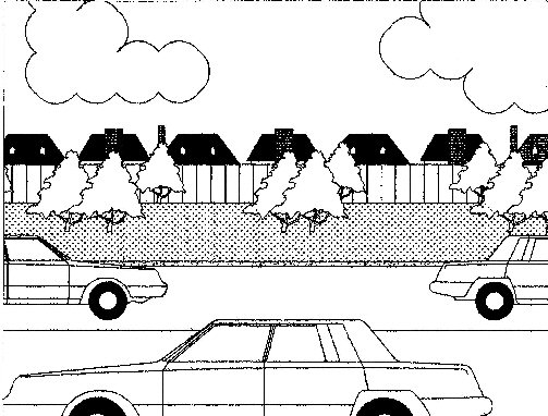 By providing a few hundred feet of setback adjacent to a highway to preclude development will avoid noise impacts since noise levels dissipate as one moves further from the noise source.