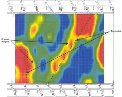 Image of a paleochannel in a 1,000-ft-wide longwall panel