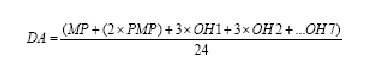 DA = (MP + (2 x PMP) + 3 x OH1 + 3 x OH2 + ...OH7) over 24