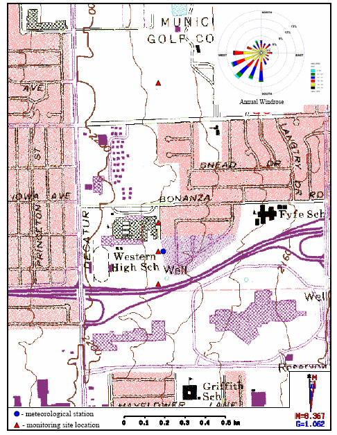 This figure shows the local topography of the example monitoring site locations illustrated in Figure B-5.