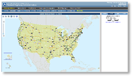Screenshot of map showing HEPGIS tool for alternative fuel corridors
