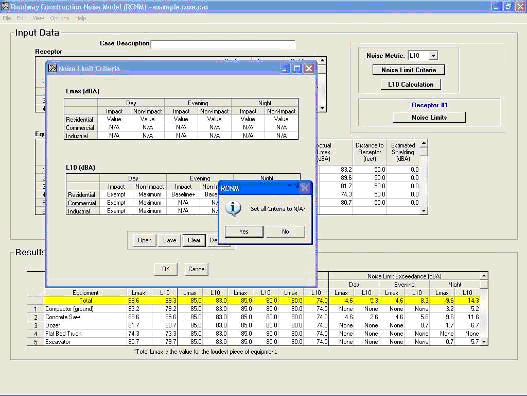 Figure 11. The Noise Limit Criteria "Clear" command button