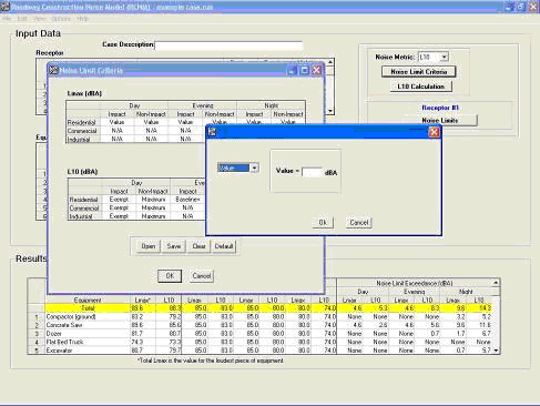 Figure 12. Noise Limit Criteria pull-down menu