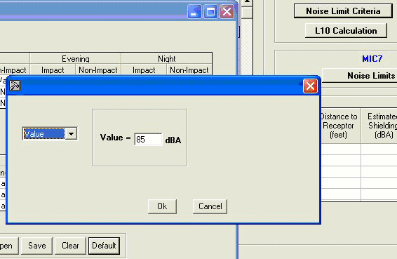 Figure 13. Noise Limit Criteria "Value" dialogue box