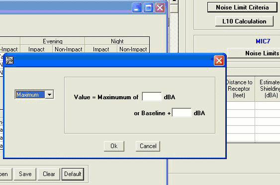 Figure 14. Noise Limit Criteria "Maximum" dialogue box