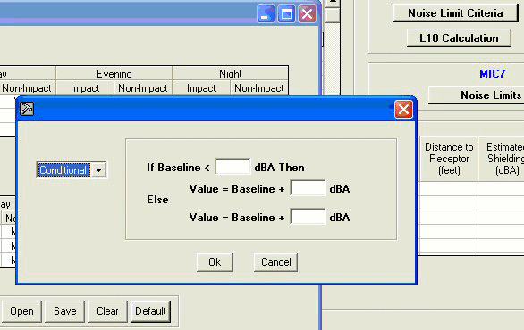 Figure 16. Noise Limit Criteria "Conditional" dialogue box