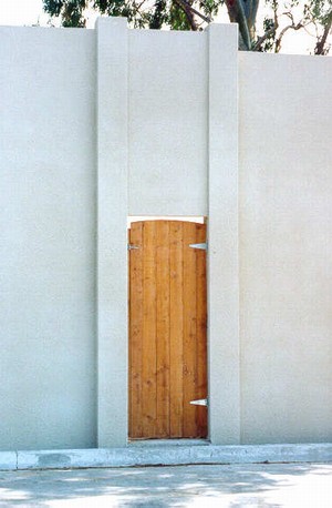 Photo of a noise barrier panel with an access door