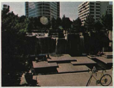 photo of a plaza at an office building complex