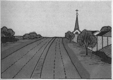 drawing of a rural road
