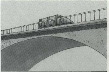 drawing of a van on a bridge