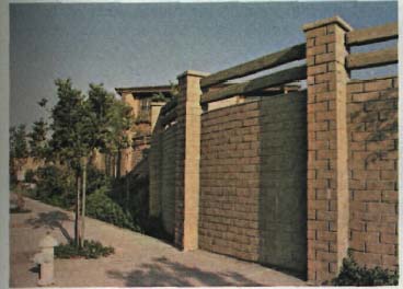 Pilasters serve as vertical elements in this wall.