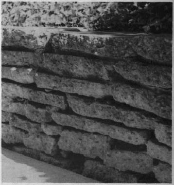 Broken concrete used as a retaining wall