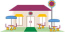 Title: Generic Restaurant Icon - Description: A generic icon of a restaurant with outdoor seating.