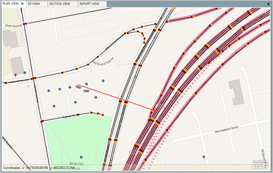 Title: Measuremnt tool - Description: Screenshot of TNM 3.0 showing an example of how the measurement tool is used.