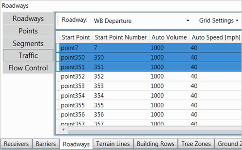 Title: Departure Leg Volumes and Speeds - Description: Screenshot of TNM 3.0 showing departure leg auto volume and speed fields.