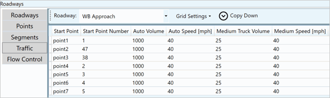 Title: Approach Leg Volume and Speeds (Main Road) - Description: Screenshot of TNM 3.0 showing the main traffic volume and speeds for an approach leg, with fields for volume and speed for autos and medium trucks.