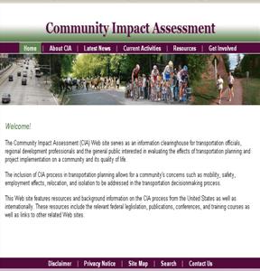screen shot of Community Impact Assessment home page