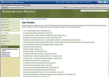 Screen shot of case studies.